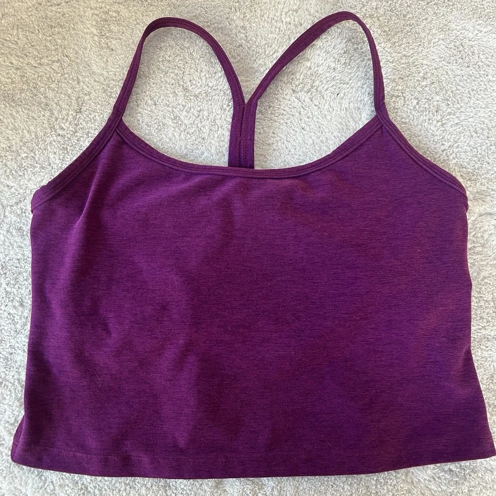 Beyond Yoga Women's L Spacedye Slim Racerback Cropped Tank Bra Aubergine Beet - Picture 1 of 3